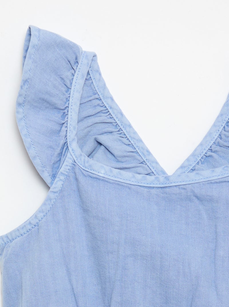 Robe à bretelles volantées unie Bleu - Kiabi