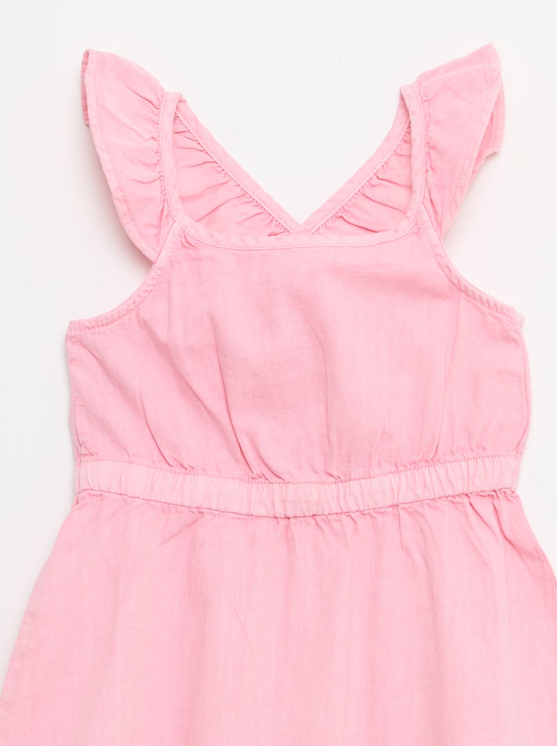 Robe à bretelles volantées unie Rose - Kiabi