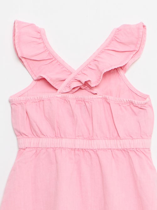 Robe à bretelles volantées unie - Kiabi