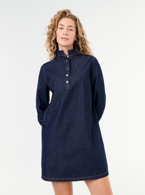 Robe à col frill en denim - Kiabi