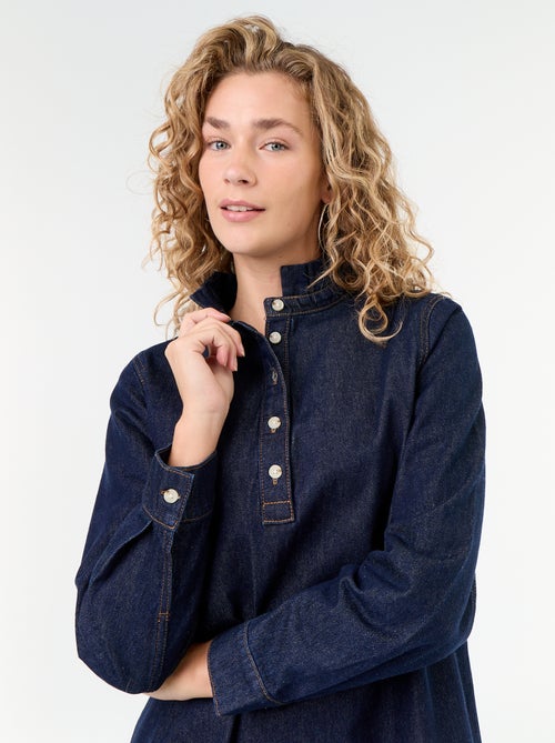 Robe à col frill en denim - Kiabi