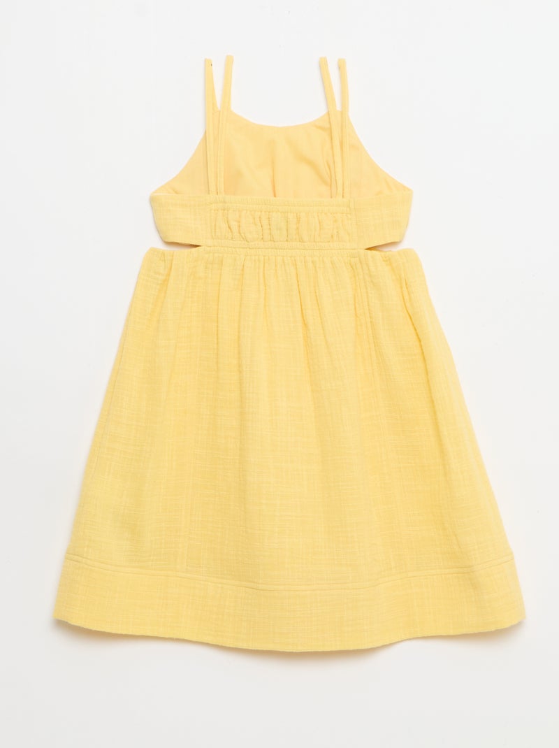 Robe à fines bretelles non réglables + fentes sur les côtés Jaune - Kiabi