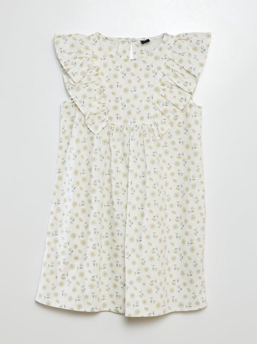 Robe à manches courtes avec détails volantés - Kiabi