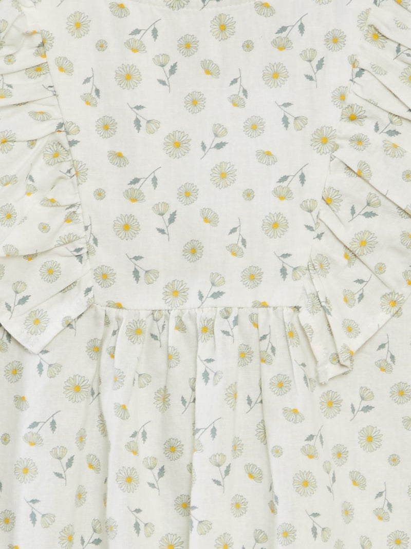 Robe à manches courtes avec détails volantés BLANC - Kiabi