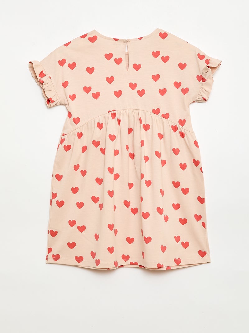 Robe à manches courtes en coton Beige - Kiabi