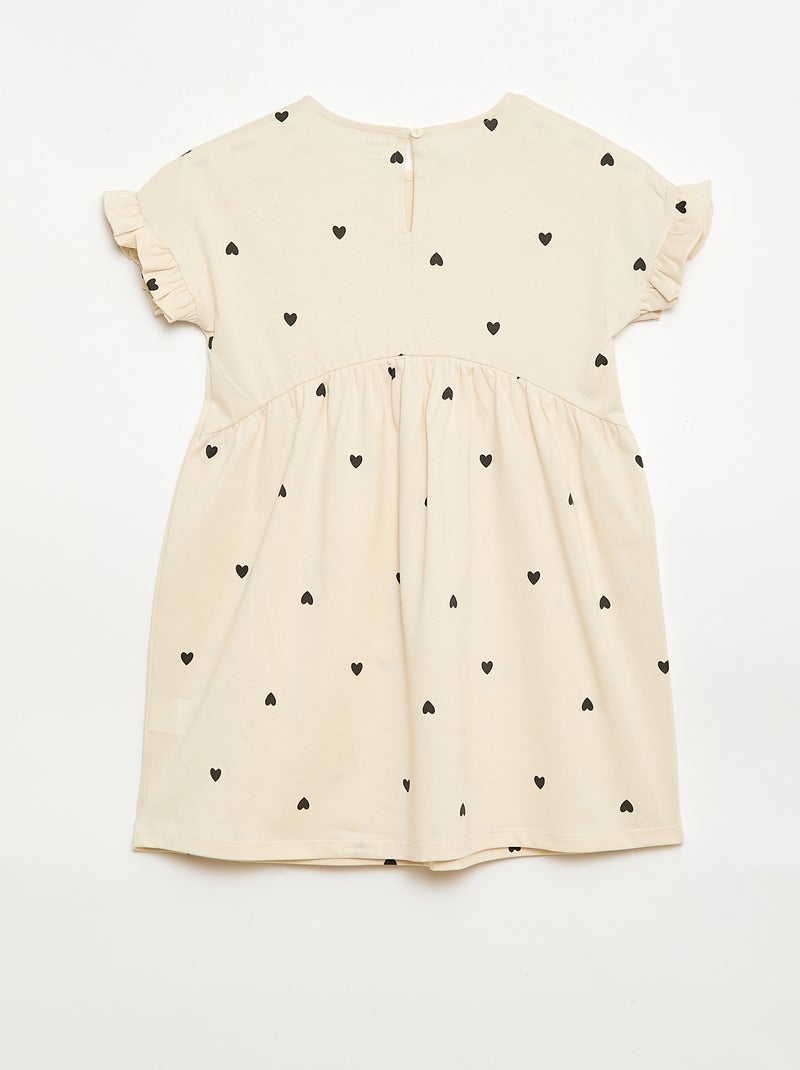 Robe à manches courtes en coton Beige - Kiabi