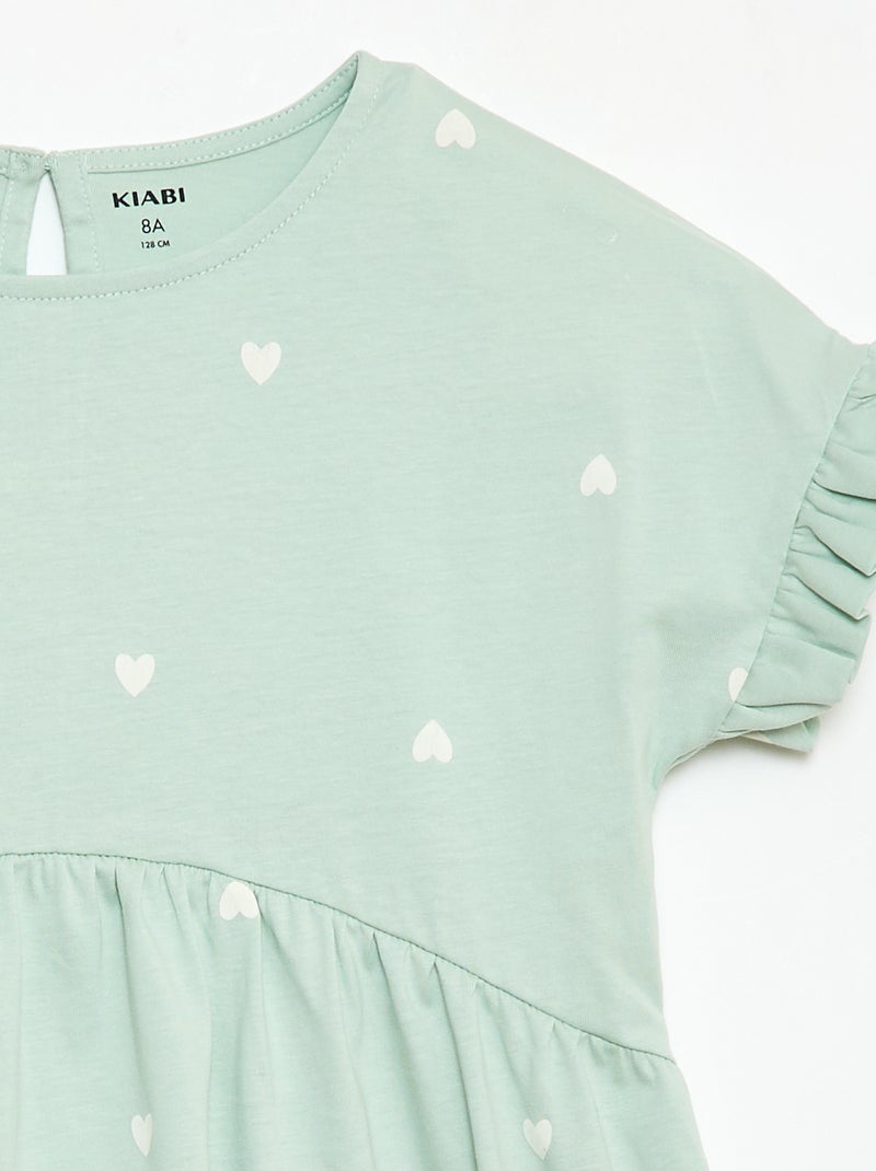 Robe à manches courtes en coton Bleu - Kiabi