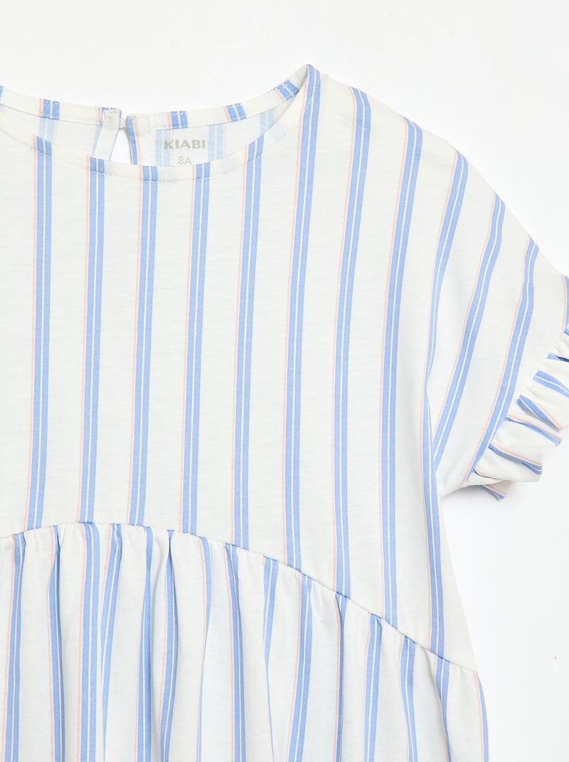 Robe à manches courtes en coton Bleu - Kiabi