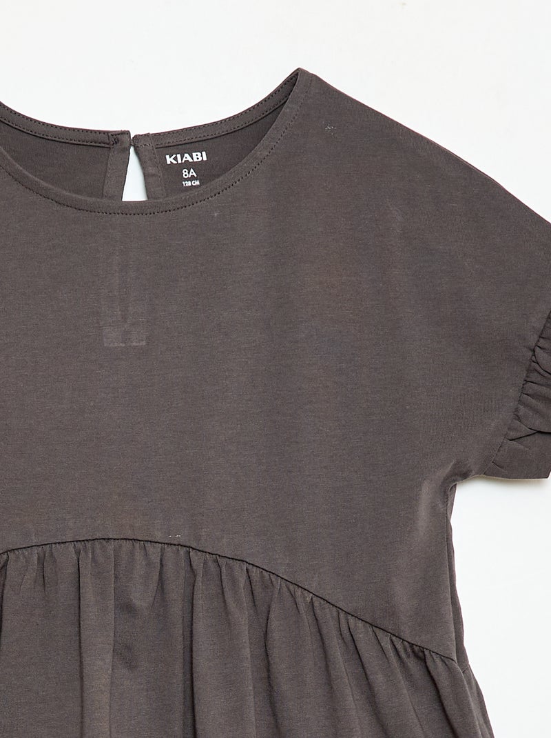 Robe à manches courtes en coton Gris - Kiabi