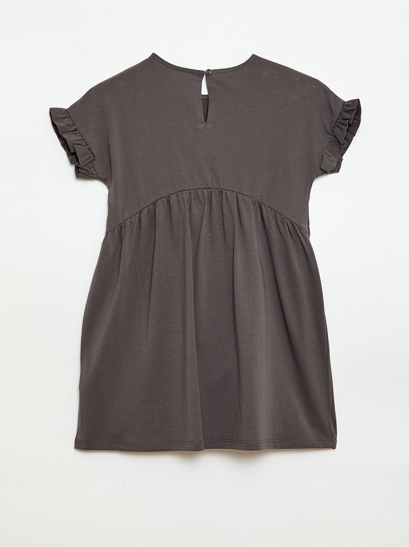 Robe à manches courtes en coton Gris - Kiabi