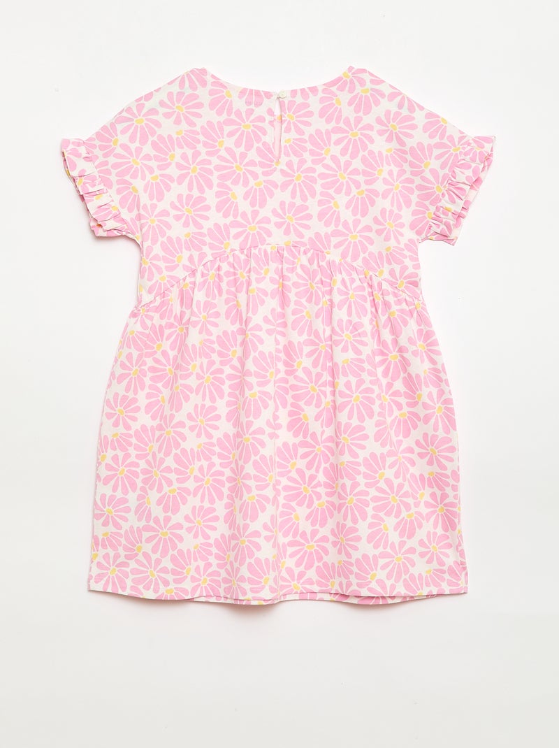 Robe à manches courtes en coton Rose - Kiabi