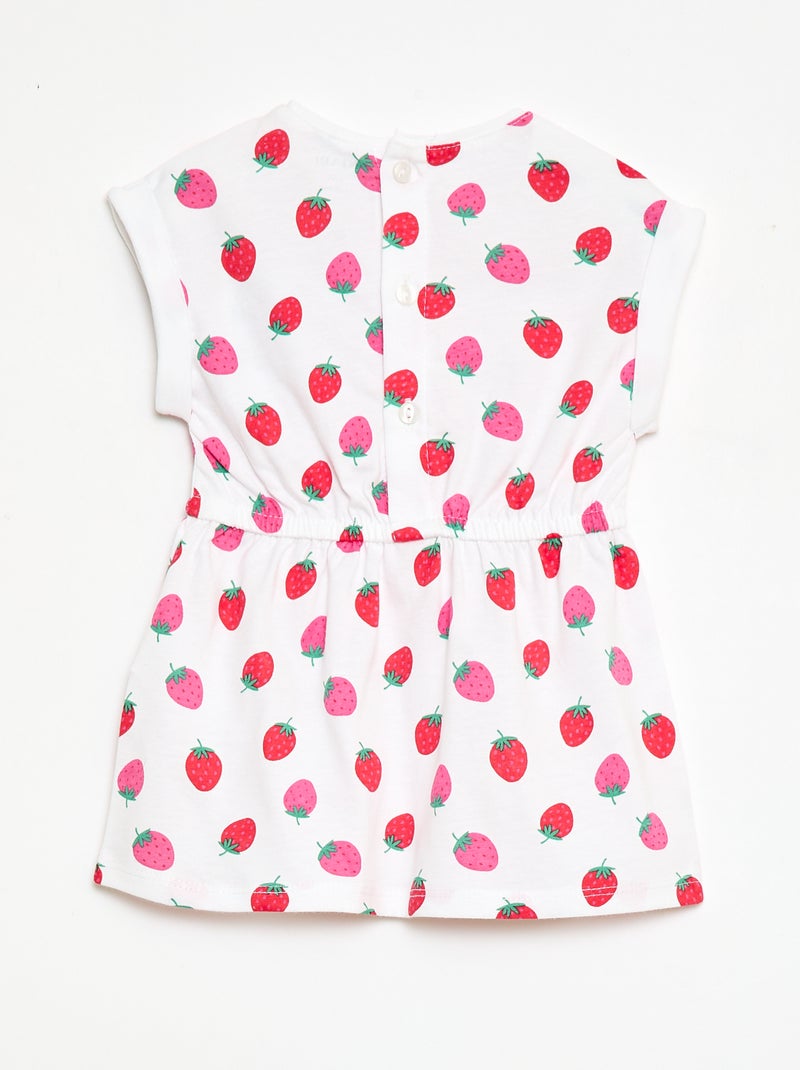 Robe à manches courtes en jersey de coton Blanc - Kiabi