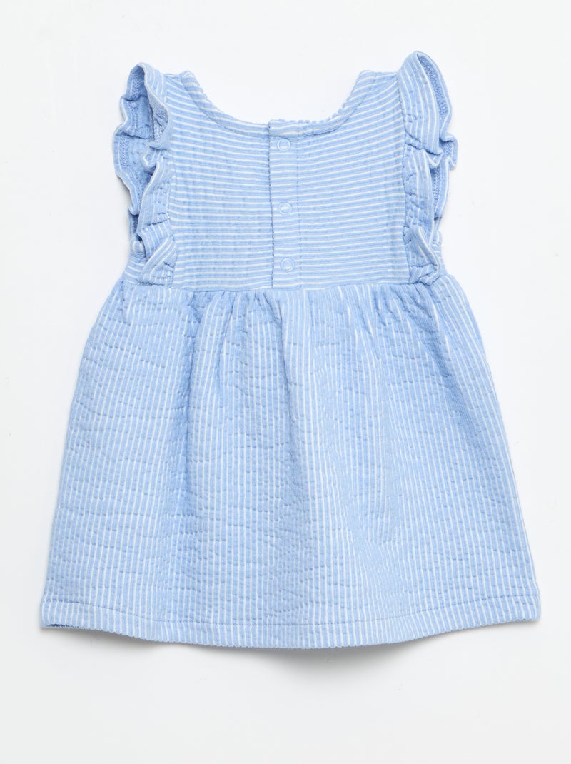 Robe à manches courtes en maille côtelée Bleu - Kiabi