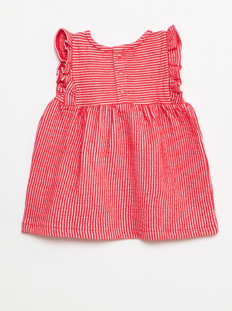 Robe à manches courtes en maille côtelée Rouge - Kiabi