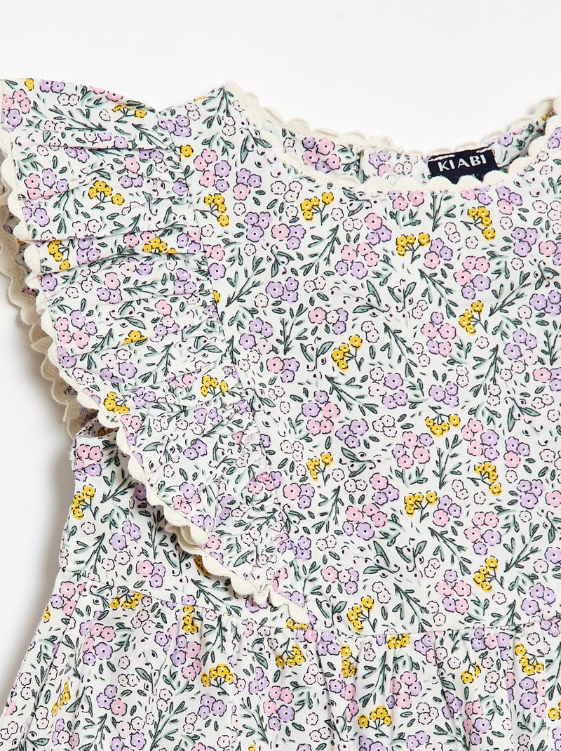 Robe à manches courtes et à volants Blanc - Kiabi