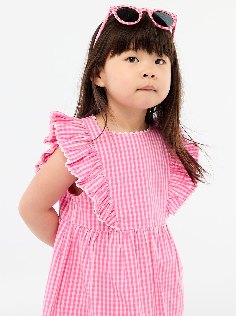 Robe à manches courtes et à volants Rose - Kiabi