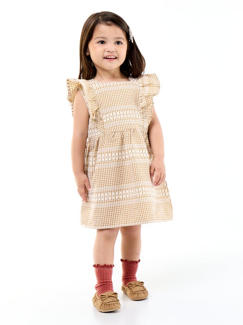 Robe à volants et motif à carreaux - Kiabi