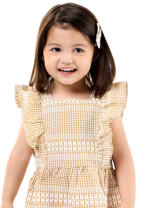 Robe à volants et motif à carreaux - Kiabi