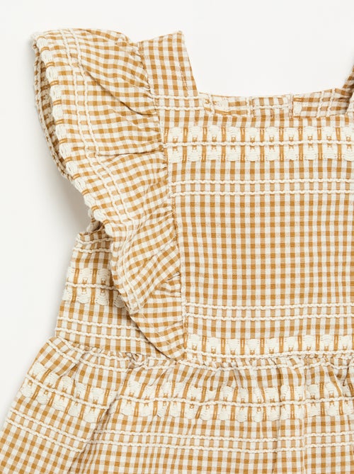 Robe à volants et motif à carreaux - Kiabi