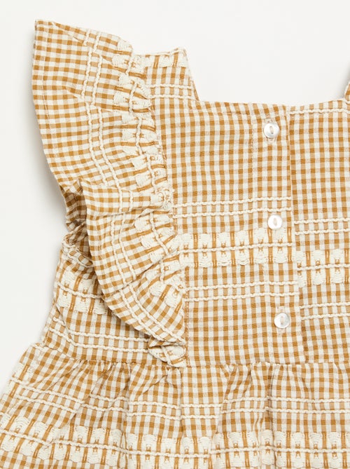 Robe à volants et motif à carreaux - Kiabi
