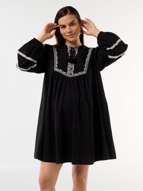 Robe ample de maternité avec broderies - Kiabi