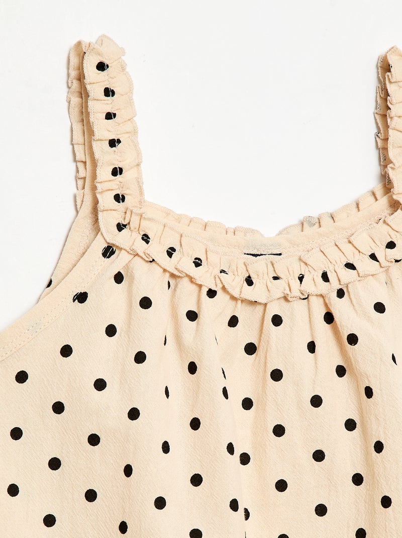 Robe avec bretelles et col volanté Beige - Kiabi