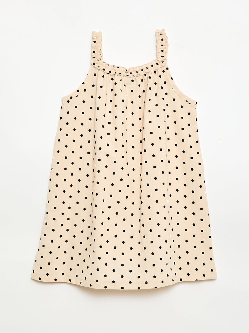 Robe avec bretelles et col volanté Beige - Kiabi