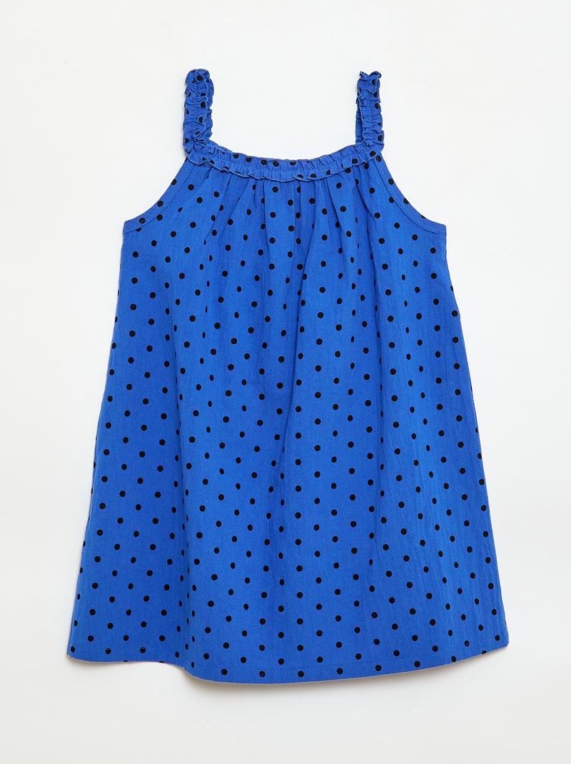 Robe avec bretelles et col volanté Bleu - Kiabi