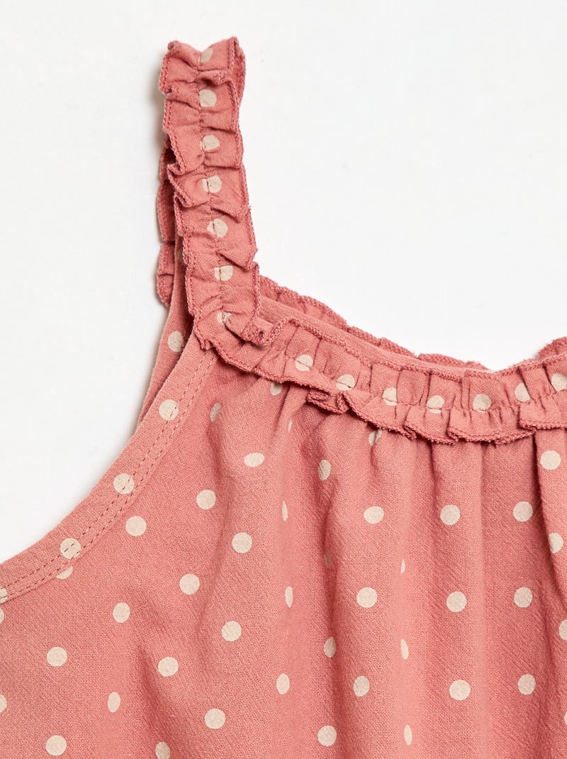 Robe avec bretelles et col volanté Rose - Kiabi