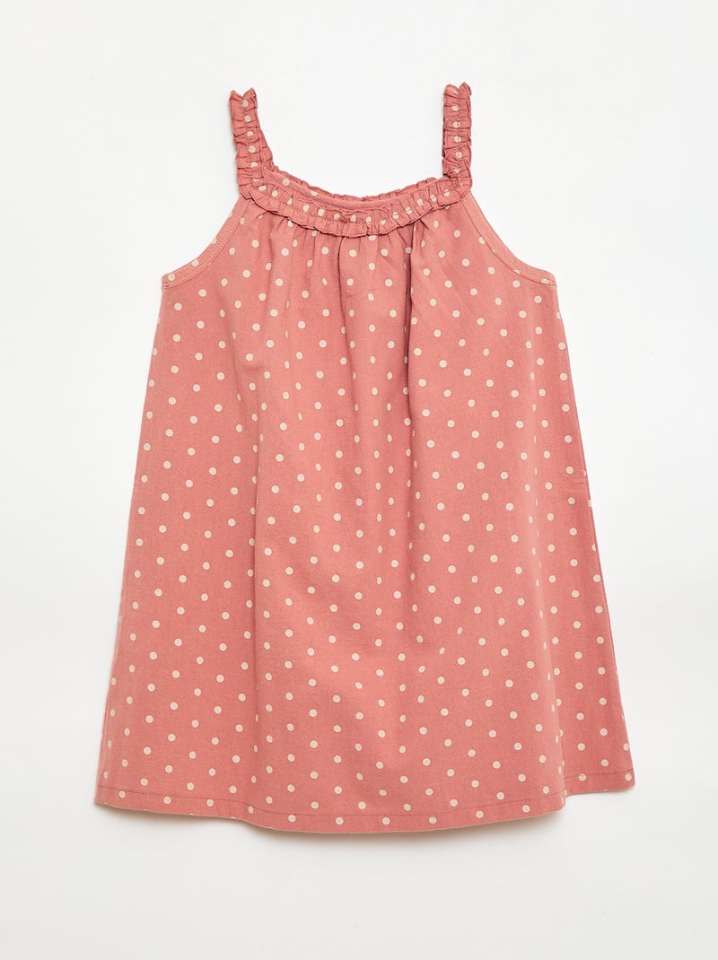 Robe avec bretelles et col volanté Rose - Kiabi