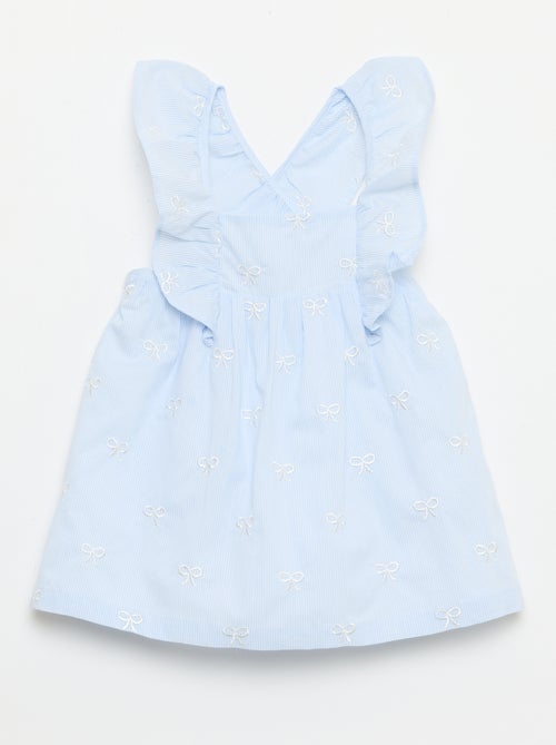 Robe avec bretelles volantées et broderies - Kiabi