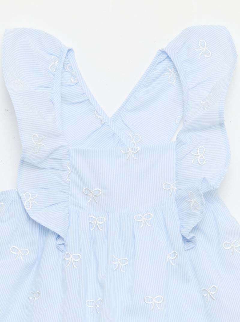 Robe avec bretelles volantées et broderies Bleu - Kiabi