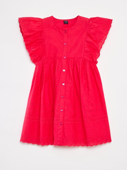 Robe avec broderies all over et volants aux emmanchures - Kiabi