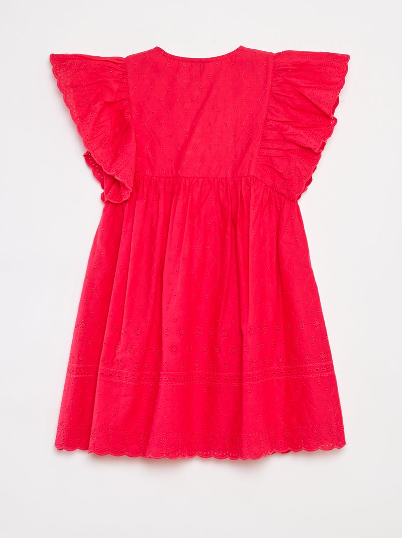 Robe avec broderies all over et volants aux emmanchures ROSE - Kiabi