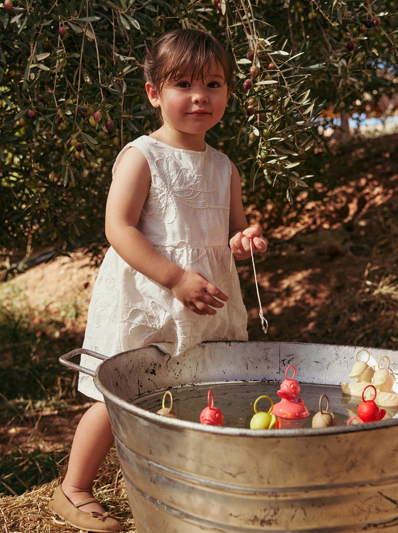 Robe avec broderies fleurs Blanc - Kiabi