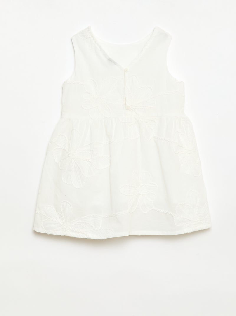 Robe avec broderies fleurs Blanc - Kiabi