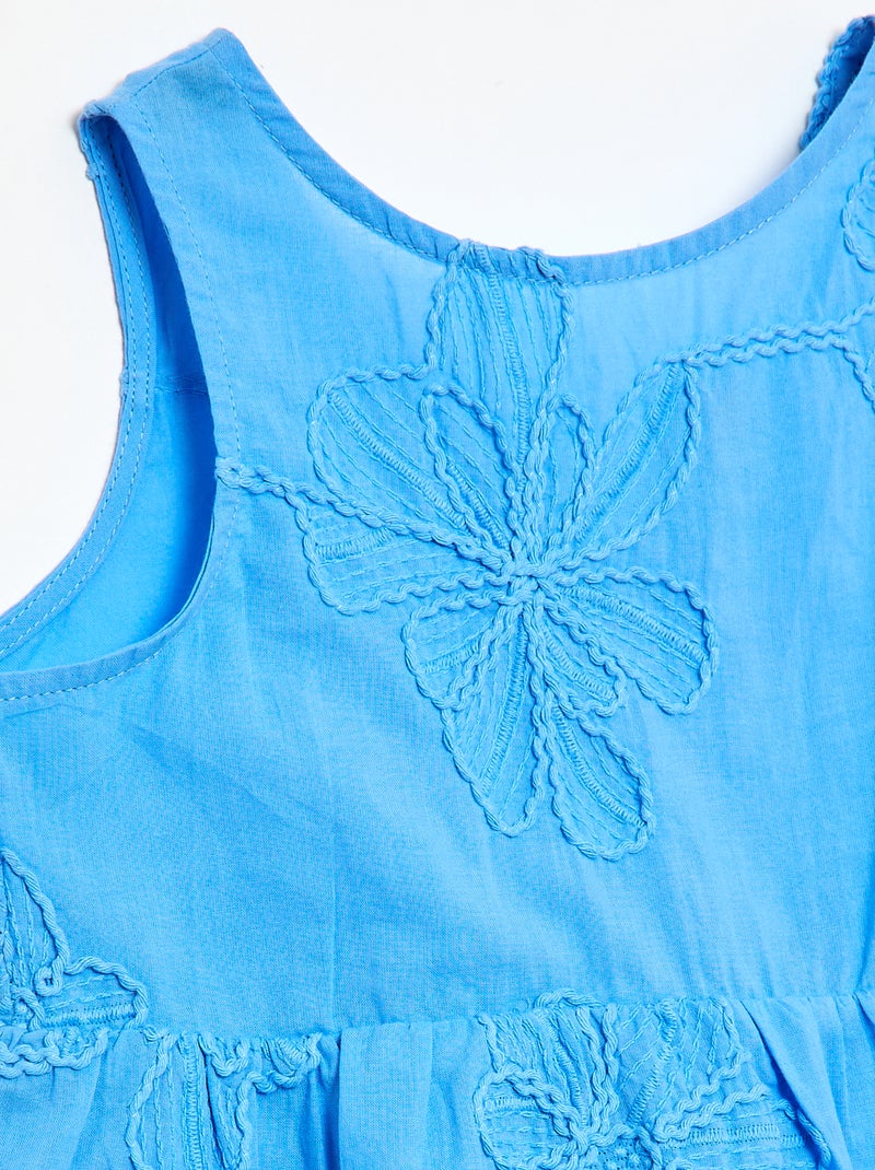 Robe avec broderies fleurs Bleu - Kiabi