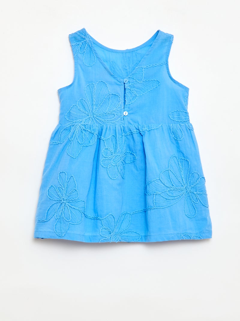 Robe avec broderies fleurs Bleu - Kiabi