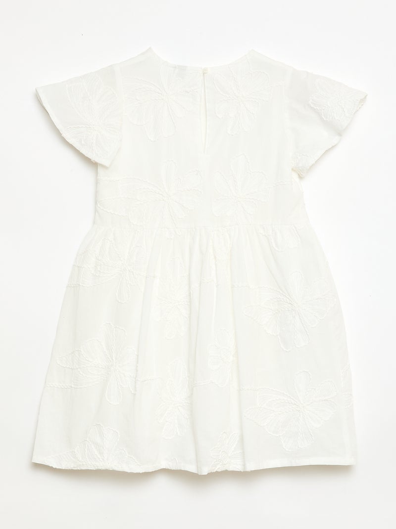 Robe avec broderies fleurs fantaisies Blanc - Kiabi