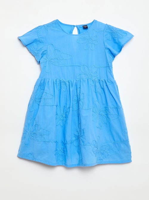 Robe avec broderies fleurs fantaisies - Kiabi