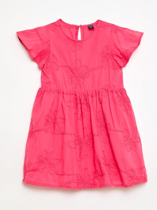 Robe avec broderies fleurs fantaisies - Kiabi