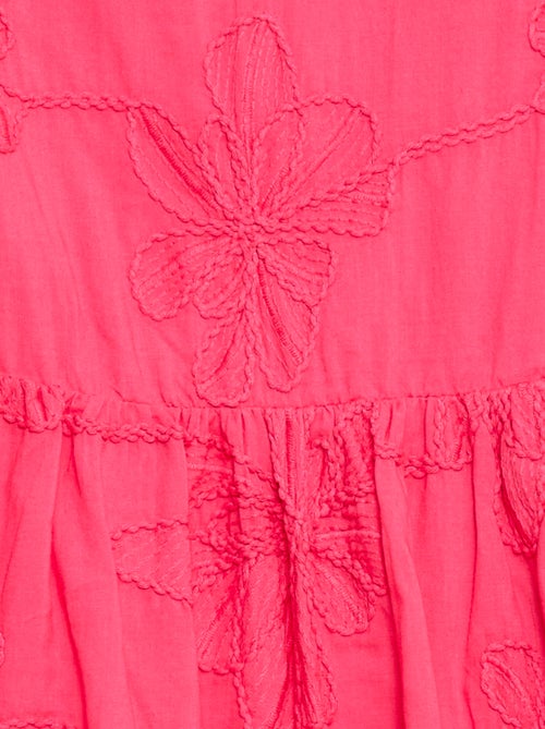 Robe avec broderies fleurs fantaisies - Kiabi