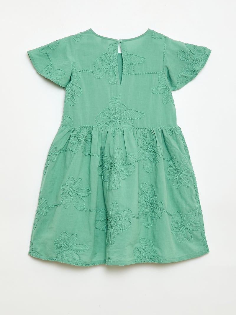Robe avec broderies fleurs fantaisies Vert - Kiabi