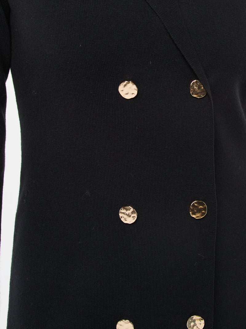 Robe avec double boutonnage uni Noir - Kiabi