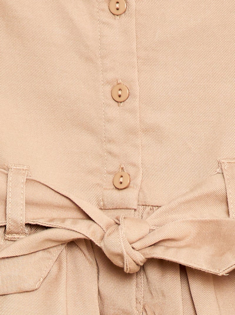 Robe avec manches courtes et ceinture à nouer Rose - Kiabi