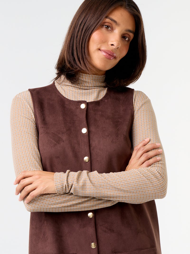 Robe chasuble en matière douce Marron - Kiabi