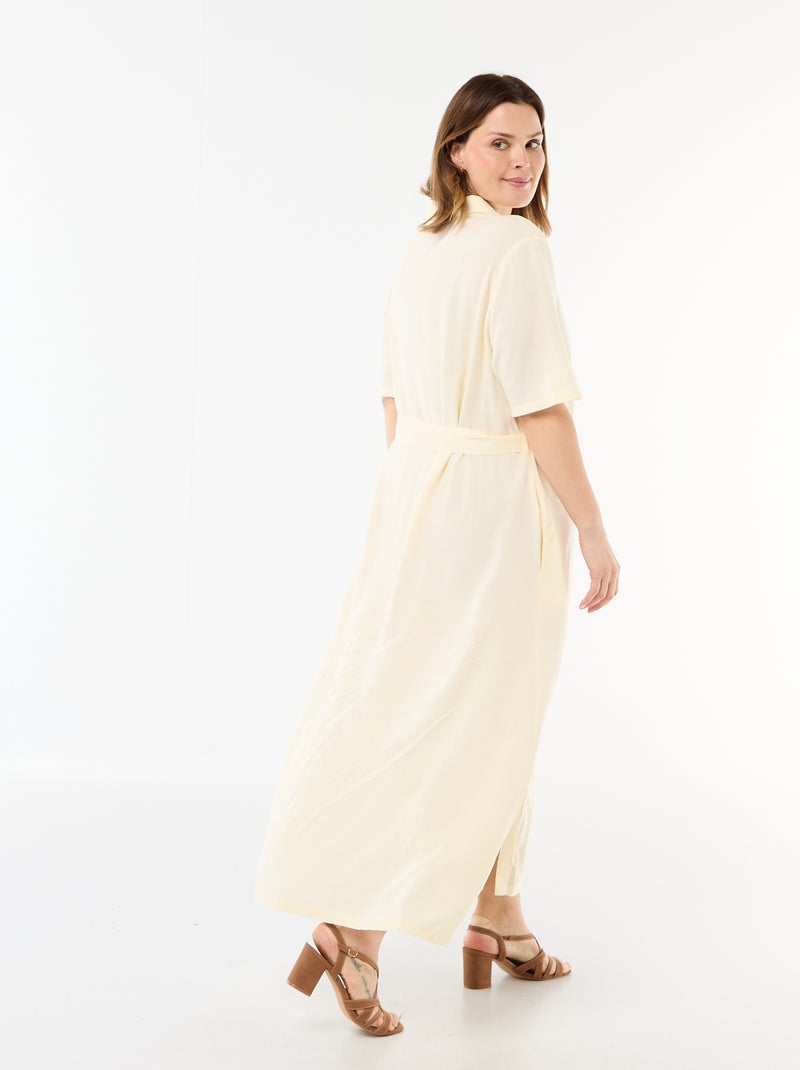 Robe chemise à manches courtes avec ceinture à la taille Jaune - Kiabi