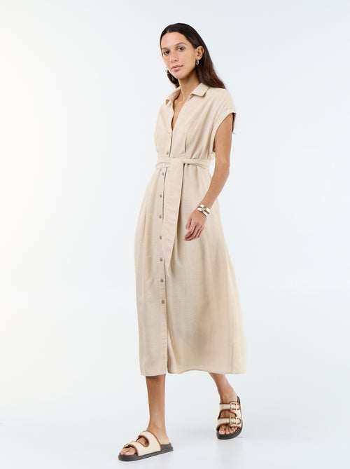 Robe chemise longue à manches courtes - Kiabi