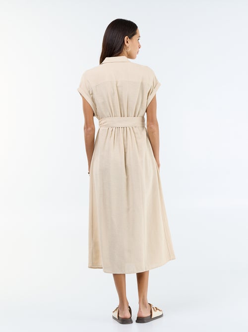 Robe chemise longue à manches courtes - Kiabi