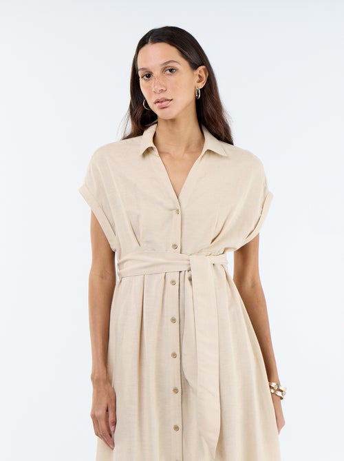 Robe chemise longue à manches courtes - Kiabi
